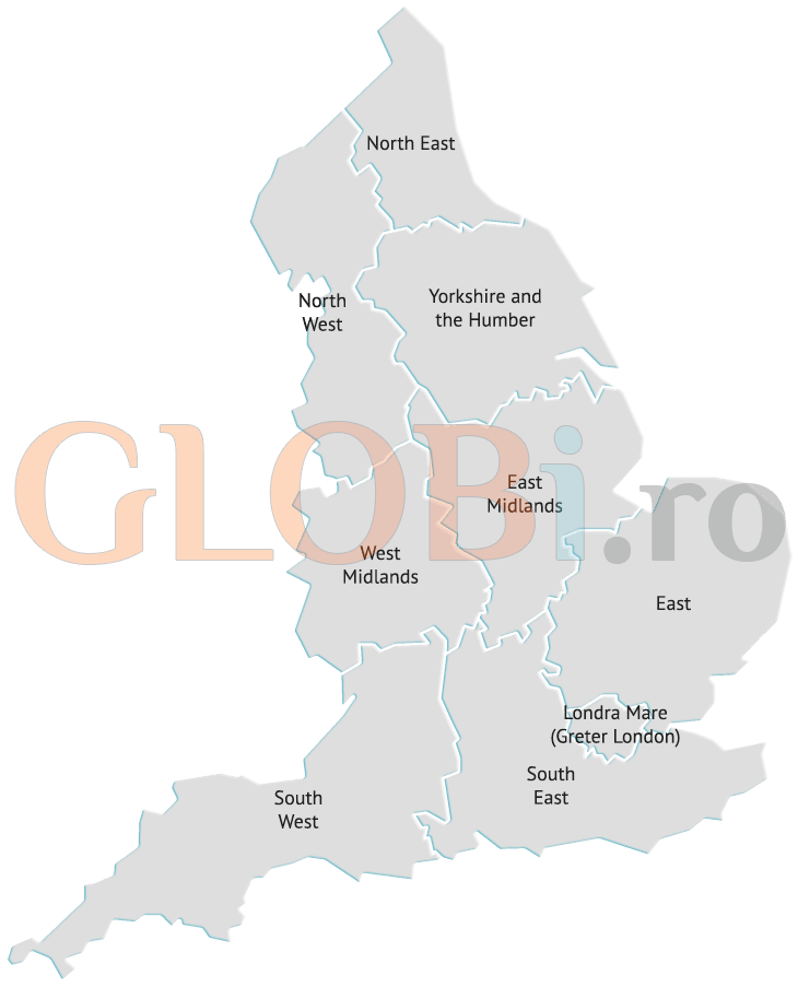 Harta online a regiunilor Angliei
