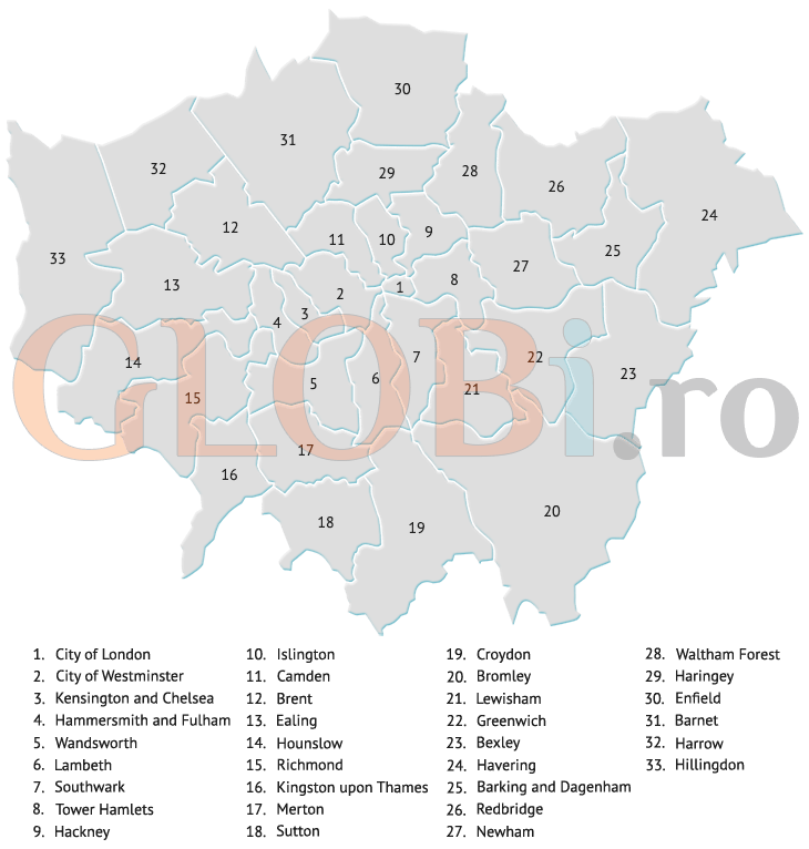 Harta online a districtelor Londrei