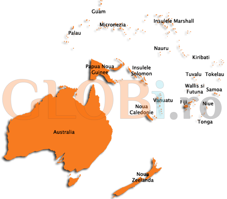 Hartă țări Oceania