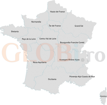Harta regiunilor Franței