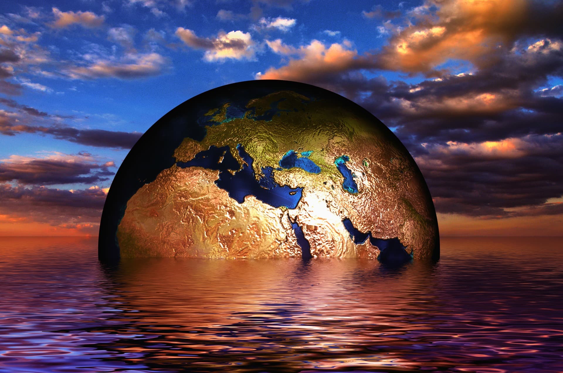 Globul pământesc scufundat în apă